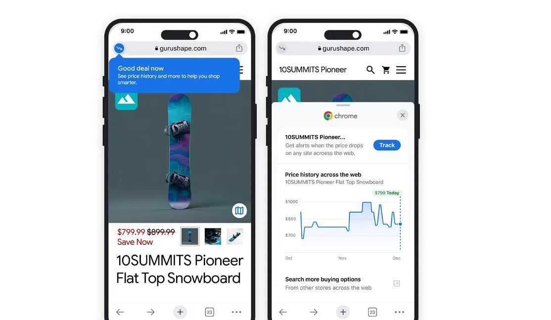 'Good deal now' feature on Chrome for iOS.