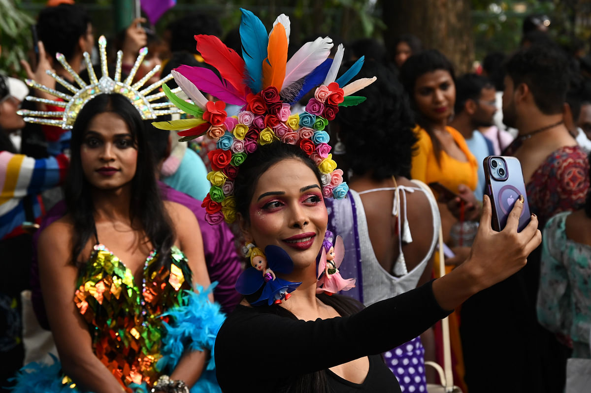 Supporters and members of the LGBTQIA+ community at the annual Namma Pride Walk in Bengaluru on Sunday. The walk commenced at the Sree Kanteerava Stadium and culminated at Samsa Bayalu Ranga Mandira. 