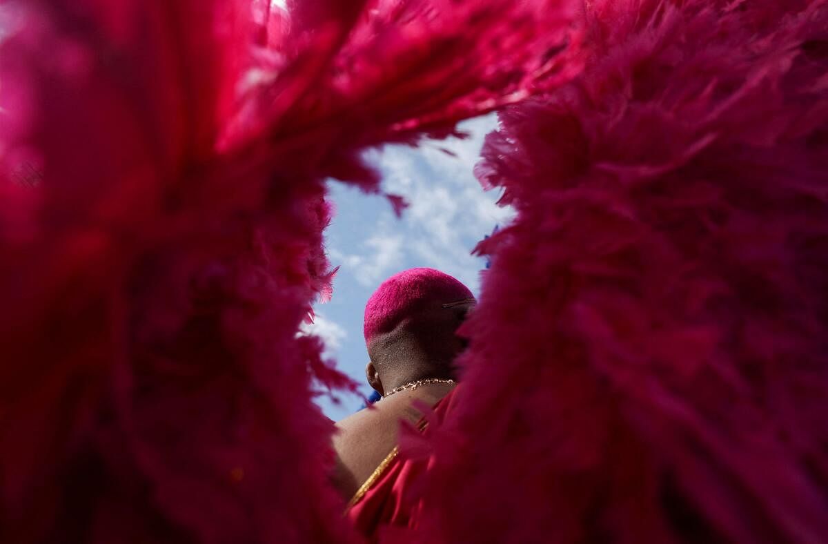 A reveller takes part in the LGBTQ+ Pride Parade in Rio de Janeiro, Brazil.