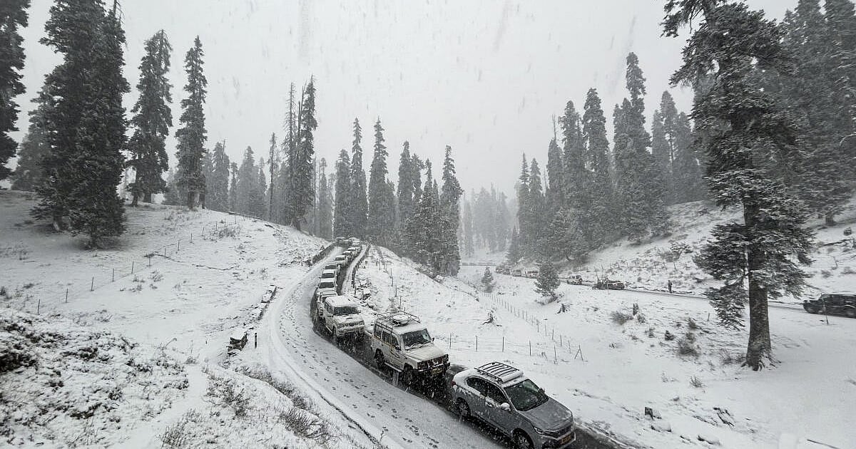 Kashmir Valley receives season's first snowfall.