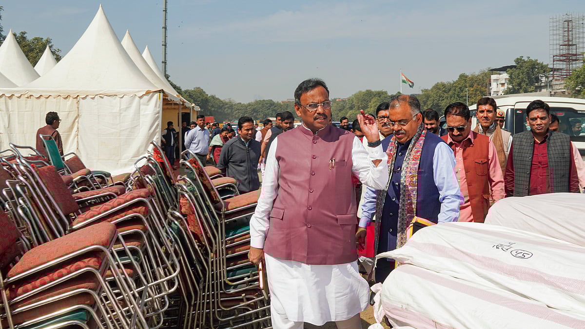 Senior BJP leaders are taking stock of the arrangements for Thursday’s event.