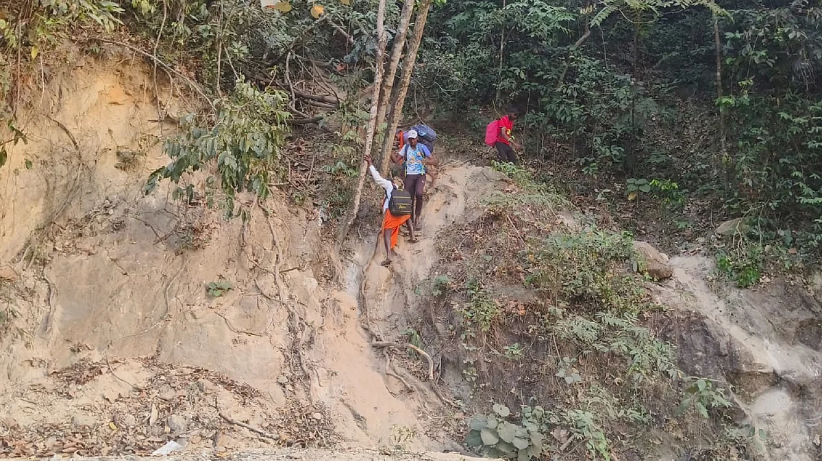 Devotees trek risky forest route to reach Dharmasthala faster
