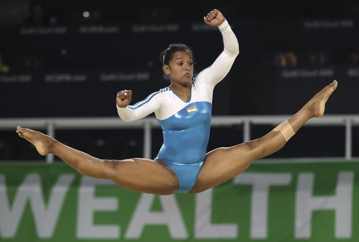 India's Pranati Das competes during the women's team artistic gymnastics competition at Coomera Indoor Stadium during the Commonwealth Games on the Gold Coast, Australia, Friday, April 6, 2018. (AP/PTI Photo)