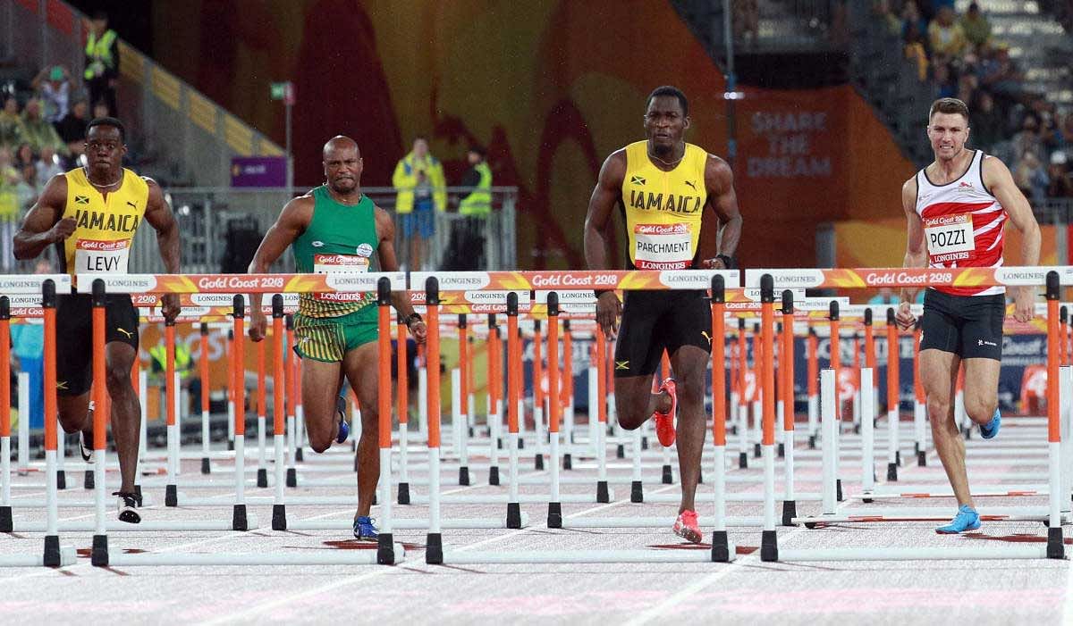 Athletics - Gold Coast 2018 Commonwealth Games - Men's 110m Hurdles Final - Athletes compete. Reuters Photo