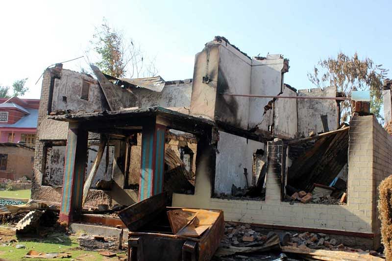Hoouse of Farooq Wani, uncle of Sartaj Sheikh which was burnt by mob after Burhan's killing.