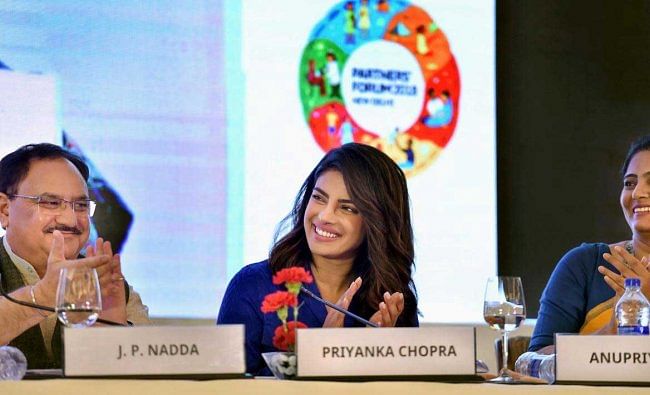 Bollywood actor Priyanka Chopra during the UNICEF forum event in New Delhi, on Wednesday. PTI Photo