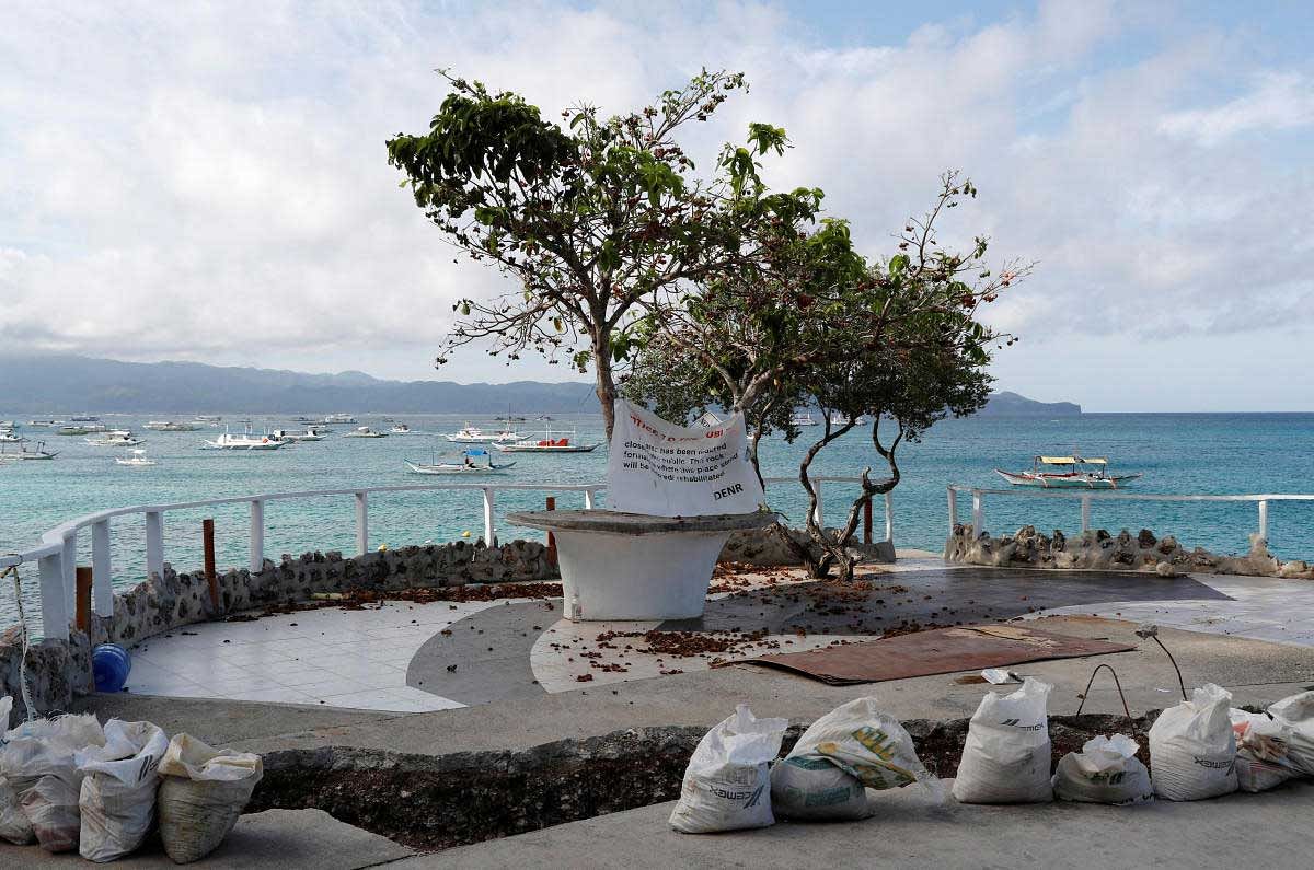 A view of a rock formation transformed into a mini park in the closed West Cove resort on Boracay island, in Philippines. Reuters Photo