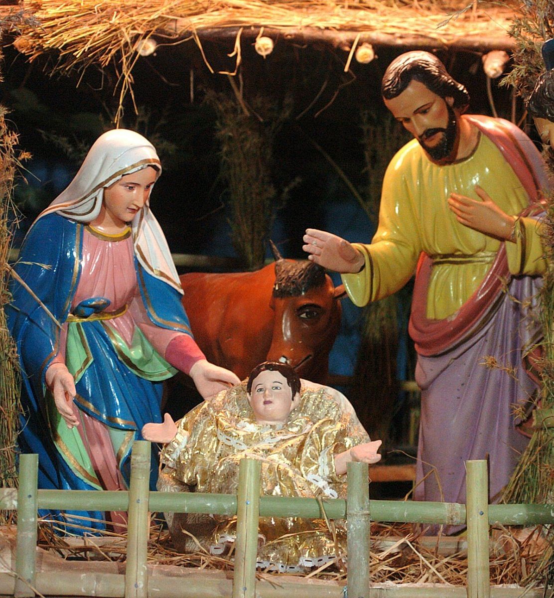 A Christmas manger set up in Bengaluru
