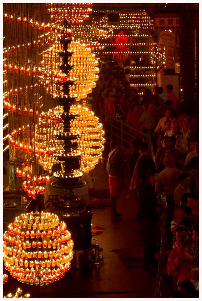 Lamp stands of various shapes is a salient feature of the 'Deepotsava'.