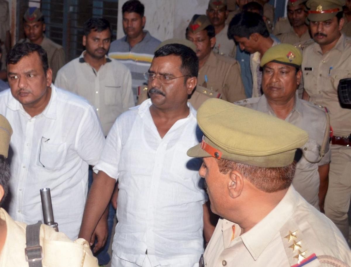 Atul Singh Sengar, the brother of BJP Bangarmau MLA Kuldeep Sengar being arrested by UP police,a day after the father of a rape victim from Unnao died in judicial custody in Unnao, Uttar Pradesh on Tuesday. (PTI Photo)
