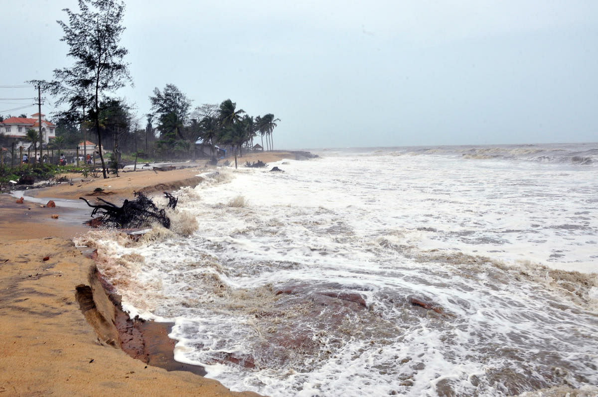 Sea erosion in Bettampady, Someshwara