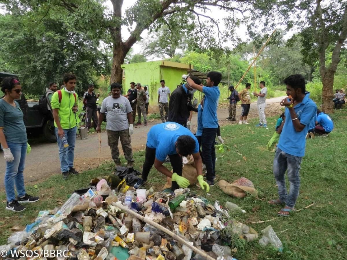 Piles of garbage dumped in Bannerghatta forest