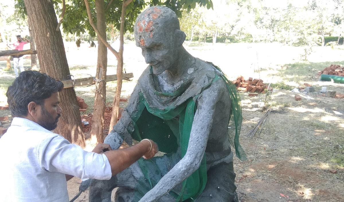 Cement sculptures to attract visitors at Gandhi Bhavan