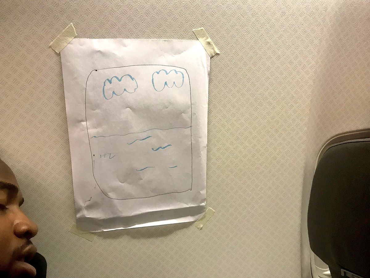 Flight attendant draws window to placate angry flyer