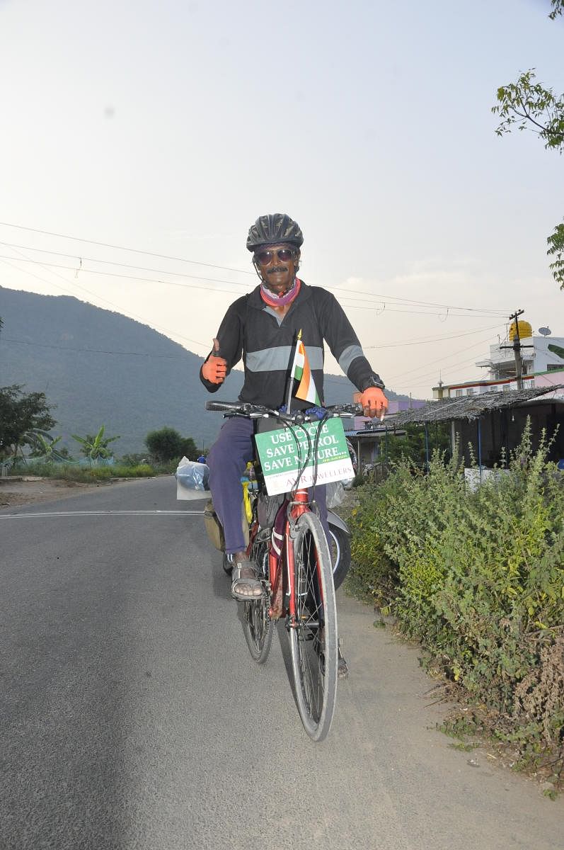 Pedalling his way to spread awareness