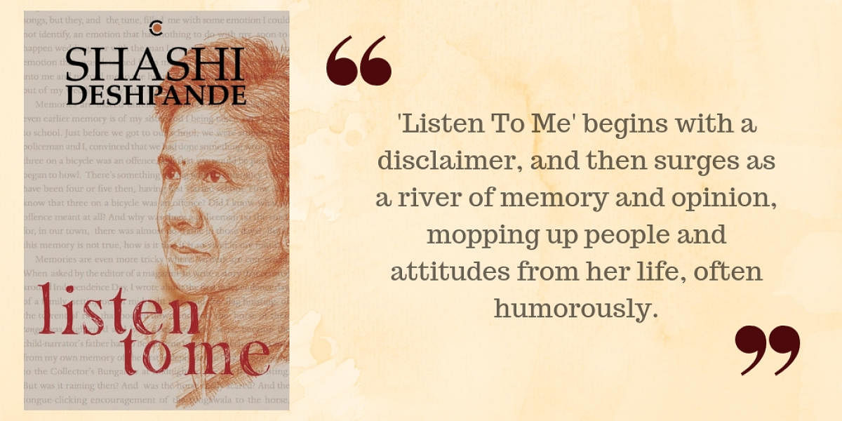 Book Review: 'Listen to Me' by Shashi Deshpande
