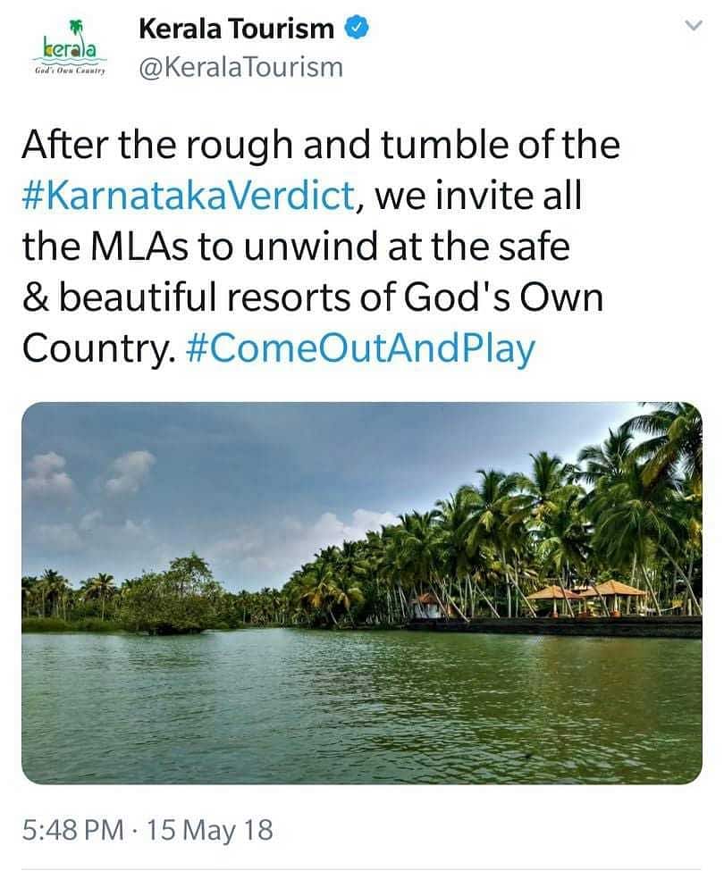 Time out: Kerala invites Karnataka MLAs to its "safe" resorts