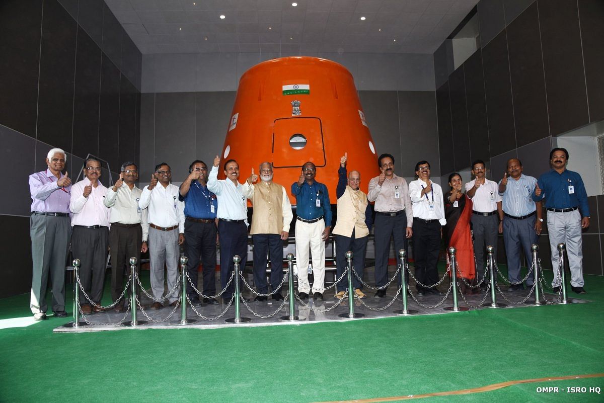 A full-scale model of GAGANYAAN’s crew module was also unveiled during the inauguration of Human Space Flight Centre (HSFC) today (30th Jan’2019) at the ISRO Headquarter campus in Bengaluru. (Photo: ISRO Website)