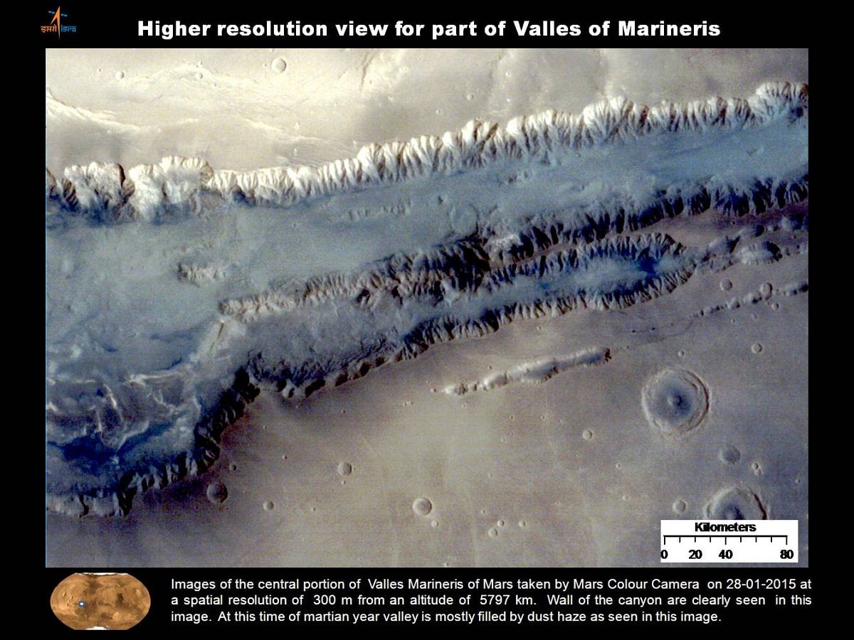 Impact crater located SW of Huygens crater - MOM ISRO (Photo: ISRO Website)