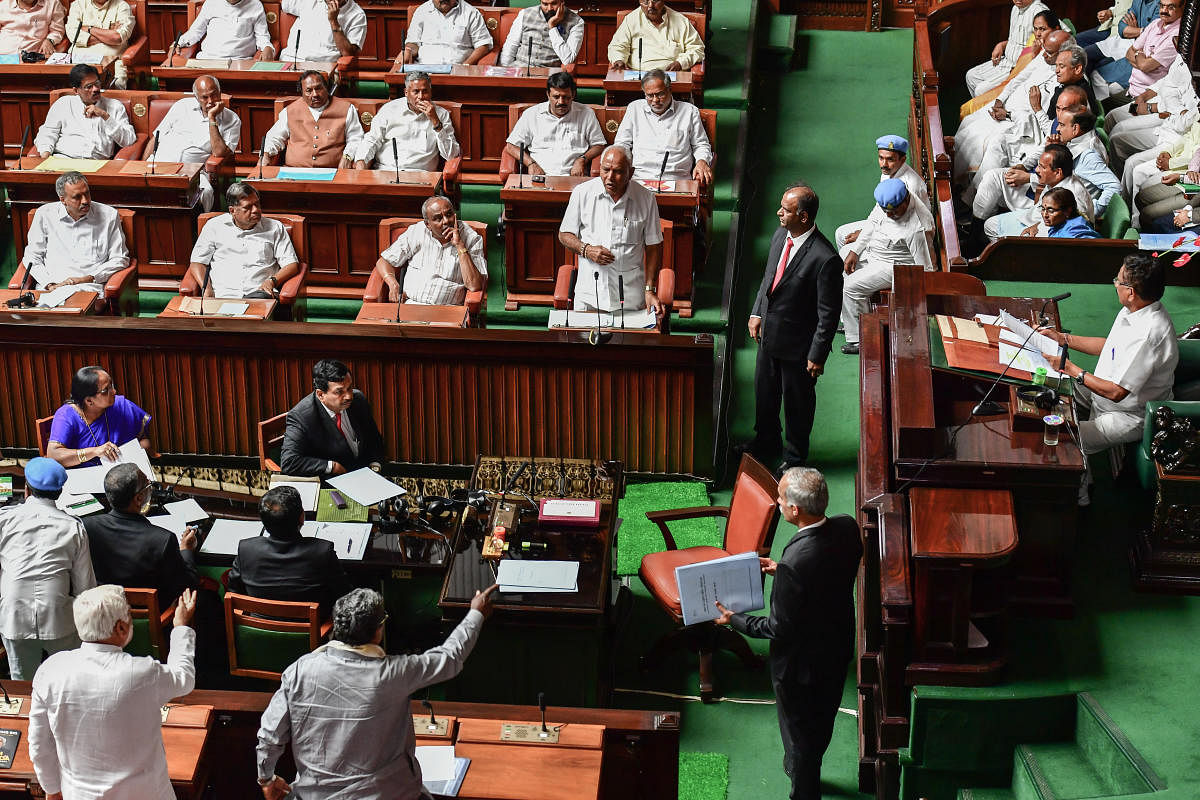 Then chief minister BS Yeddyurappa made a speech in the House of Commonson May 26, 2018. (DH Photo)