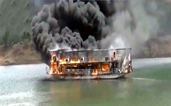 Tourist boat catches fire in Godavari; all passengers safe