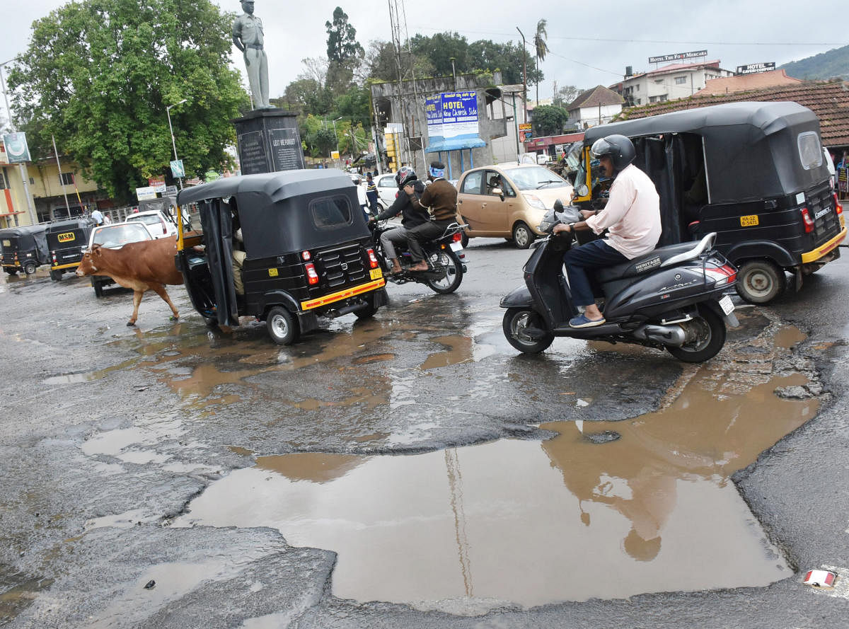Pothole-ridden roads haunt citizens of Madikeri