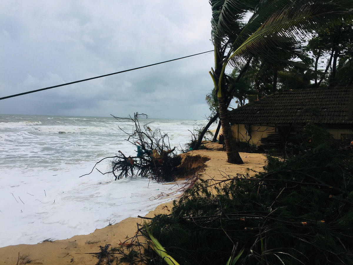 Sea erosion wreaks havoc at Padubidri beach