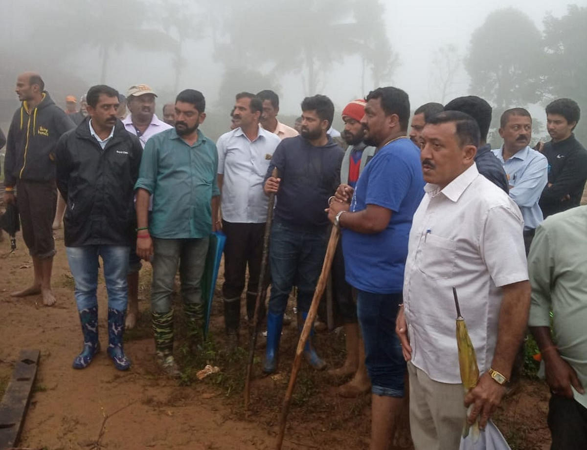 MP Pratap Simha visits landslide-hit Thora village