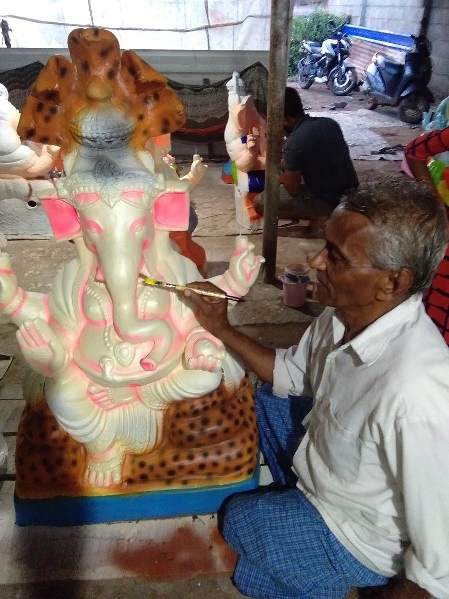 Artisans busy preparing Ganesha idols