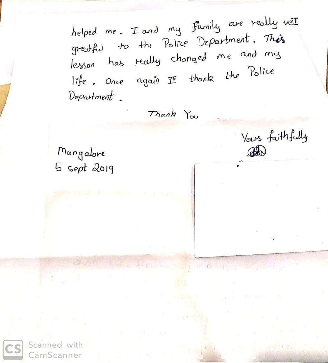 Police get ‘Thank you’ letter from reformed addict
