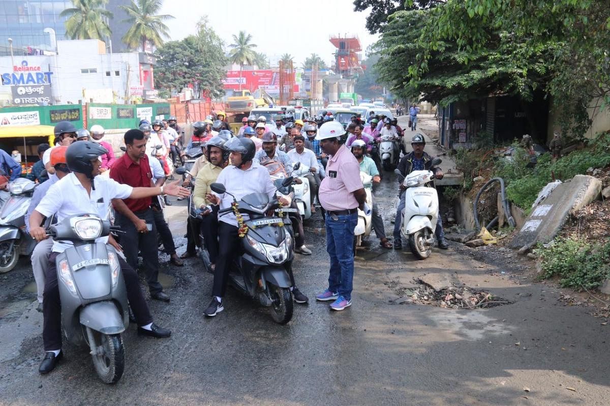 Now, mayor inspects Bannerghatta Road on scooter
