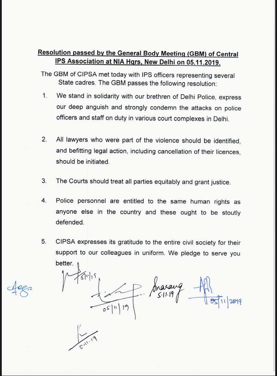 A resolution passed by central IPS association