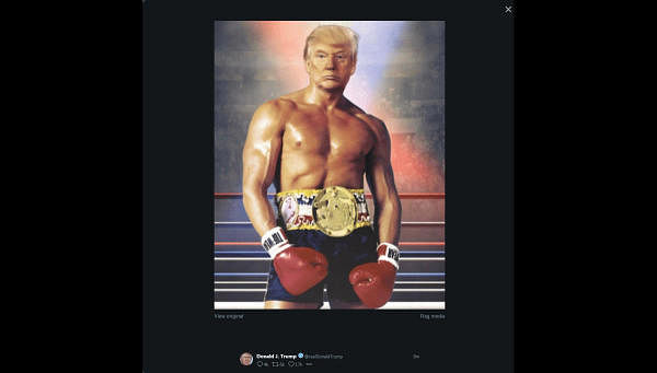 US Prez Trump beefs up with Rocky's body on Twitter