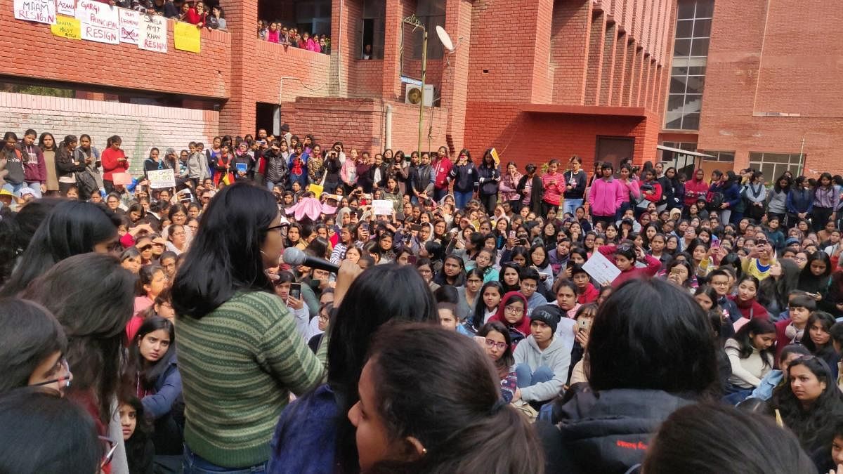 Students march in DU against Gargi College molestation incident