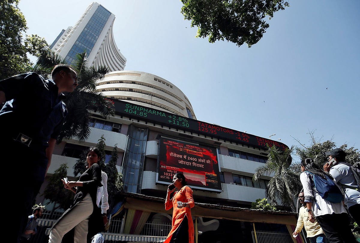 Sensex rebounds over 4,400 pts from day's low; Nifty above 9,800