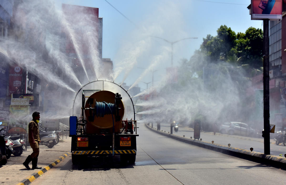 Disinfectants sprayed in coastal city