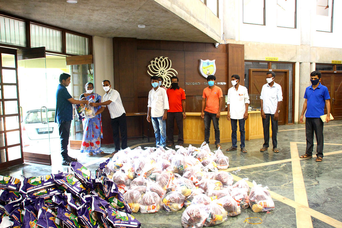 SJEC distributes kits to families in Neermarga, Vamanjoor