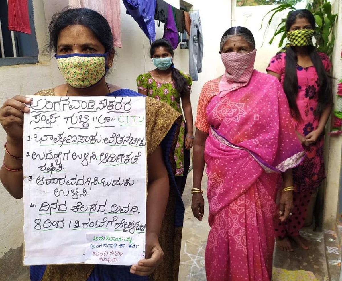 Anganwadi workers launch 'silent protest' for relief package