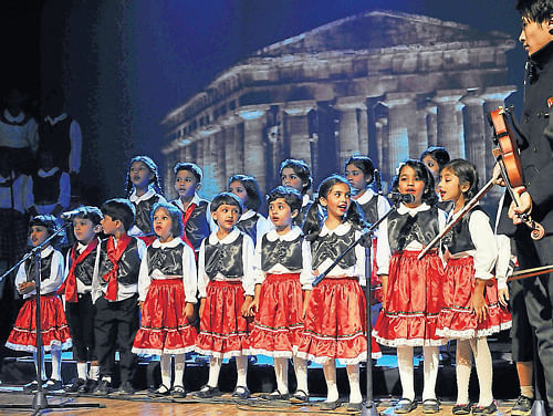 Confident children  on stage