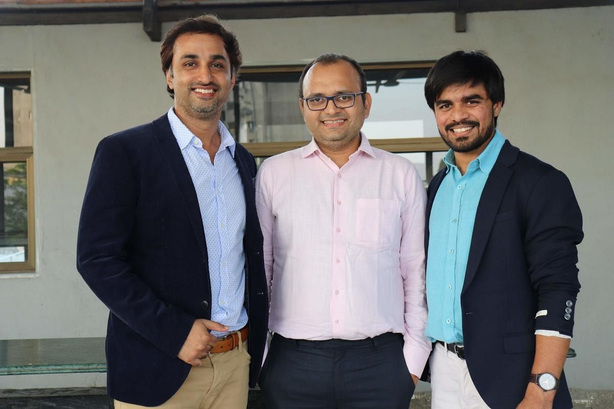 Cricheroes’ co-founders (from left) Abhishek Desai, Kuntal Shah and Meet Shah. Credit: Special Arrangement