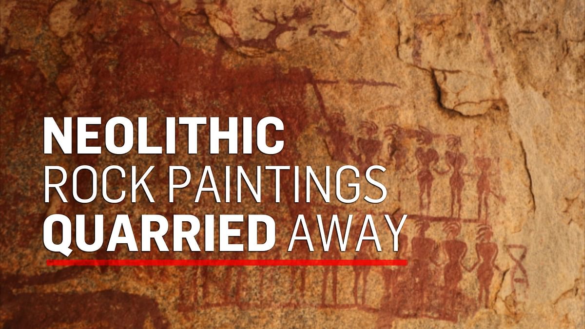 Neolithic rock paintings quarried away in Karnataka