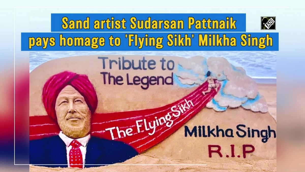 Sand artist Sudarsan Pattnaik pays homage to 'Flying Sikh' Milkha Singh
