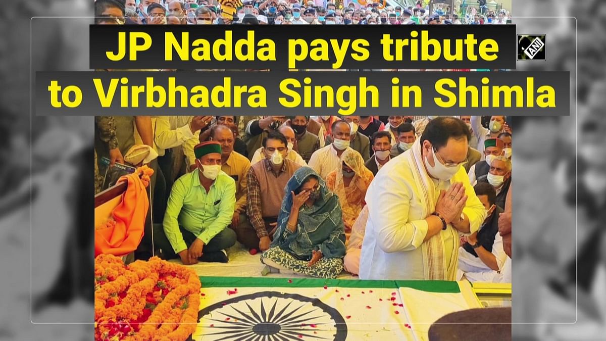J P Nadda pays tribute to Virbhadra Singh in Shimla