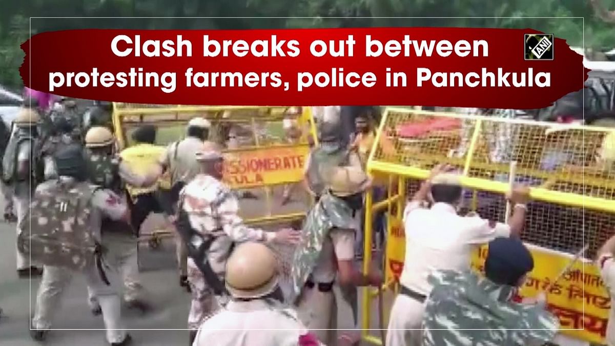 Clash breaks out between protesting farmers and police in Panchkula