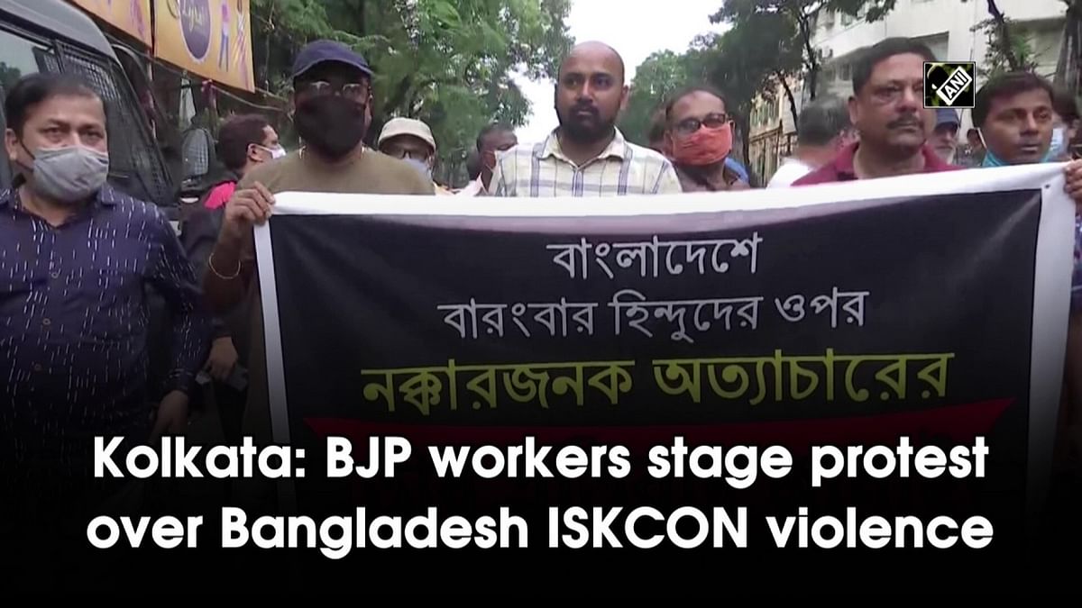 Kolkata: BJP workers stage protest over Bangladesh ISKCON violence