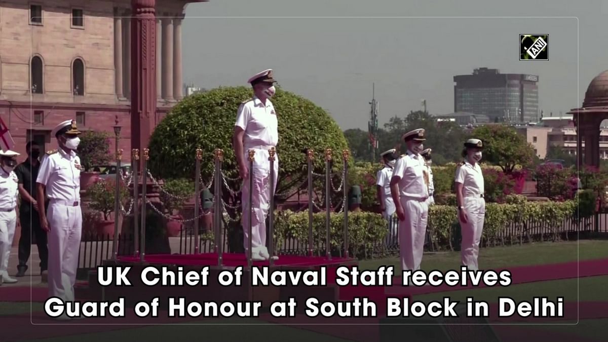 UK Chief of Naval Staff receives Guard of Honour at South Block in Delhi