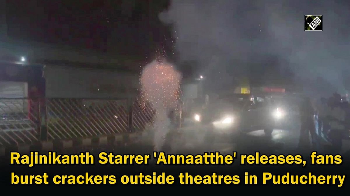 Rajinikanth starrer 'Annaatthe' releases, fans burst crackers outside theatres in Puducherry