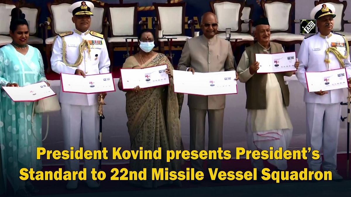 Ram Nath Kovind presents President’s Standard to 22nd Missile Vessel Squadron 