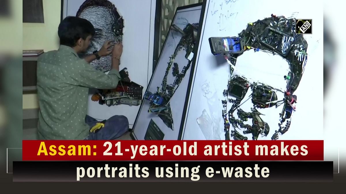 Assam: 21-year-old artist makes portraits using e-waste