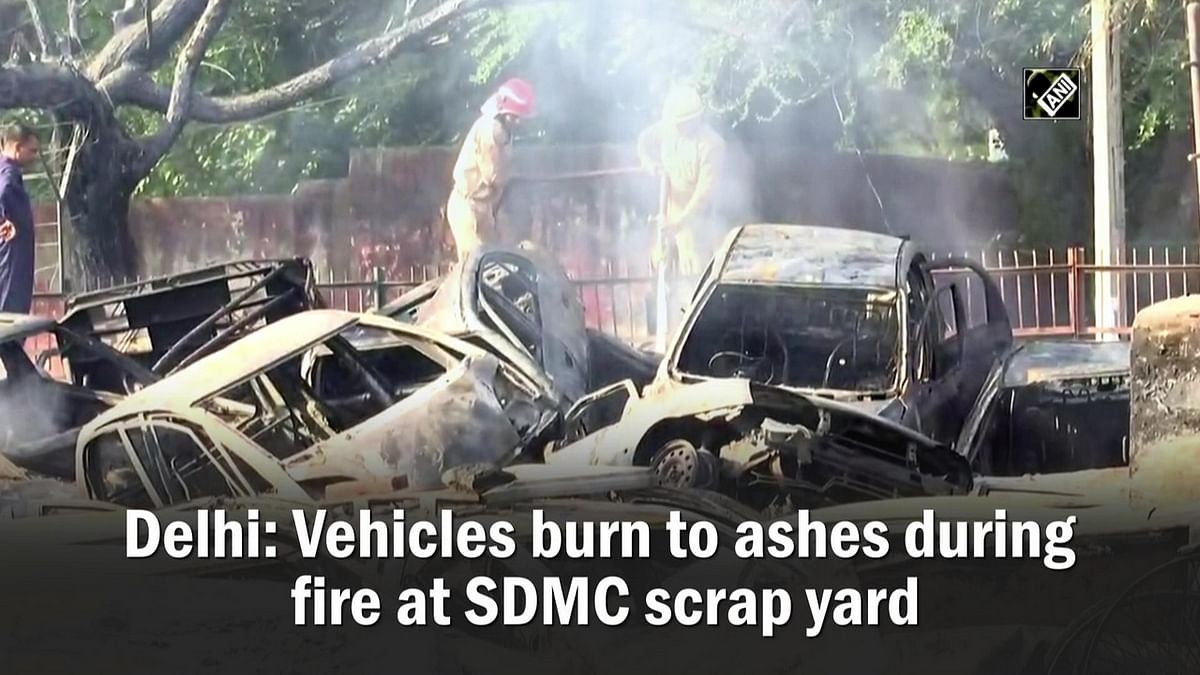 Vehicles burn to ashes during fire at SDMC scrap yard in Delhi